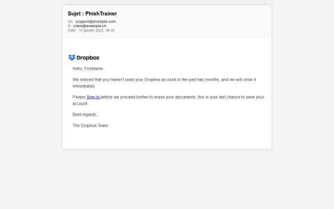 Bexxo - Email de phishing template
